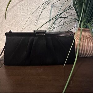 Jessica McClintock Black Satin Clutch